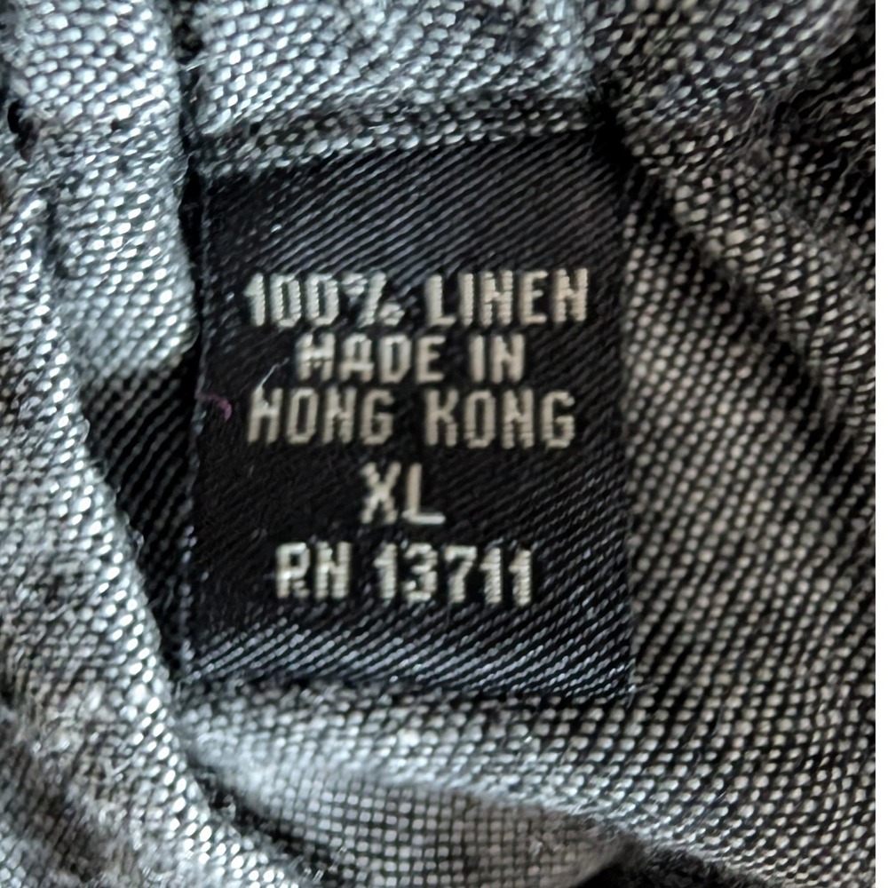 Vtg Valerie Stevens 100% Linen Pants Heather Grey Drawstring Women XL Hong Kong - Picture 4 of 10